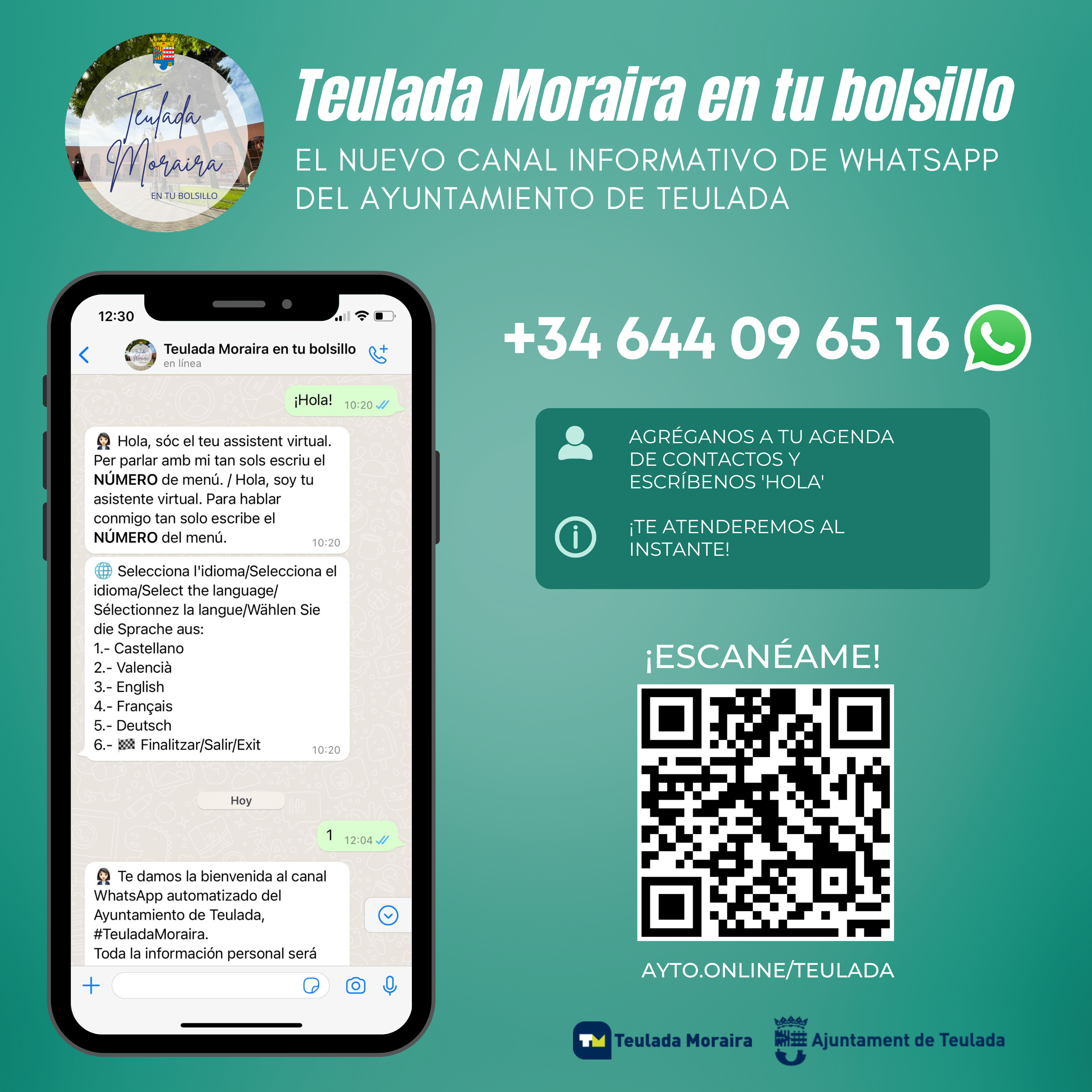🟢 Nieuw WhatsApp-kanaal van de gemeenteraad van Teulada-Moraira